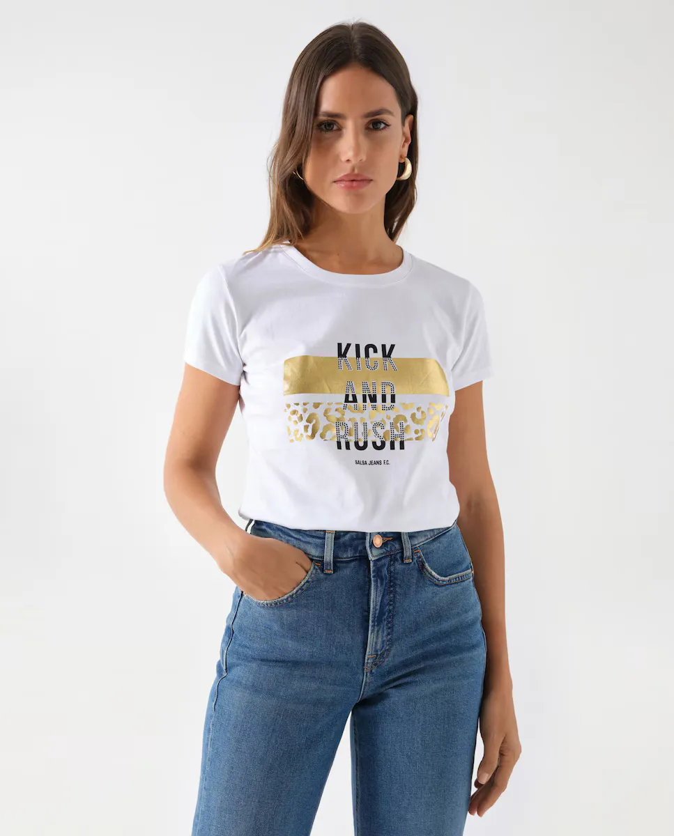

Женская футболка с коротким рукавом и принтом спереди Salsa Jeans, белый