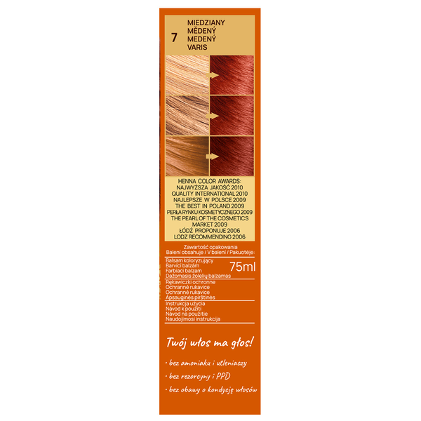 Бальзам для окрашивания волос с экстрактом хны 7 медный, 75 г Venita Henna color, цвет 7 miedziany — фото 4