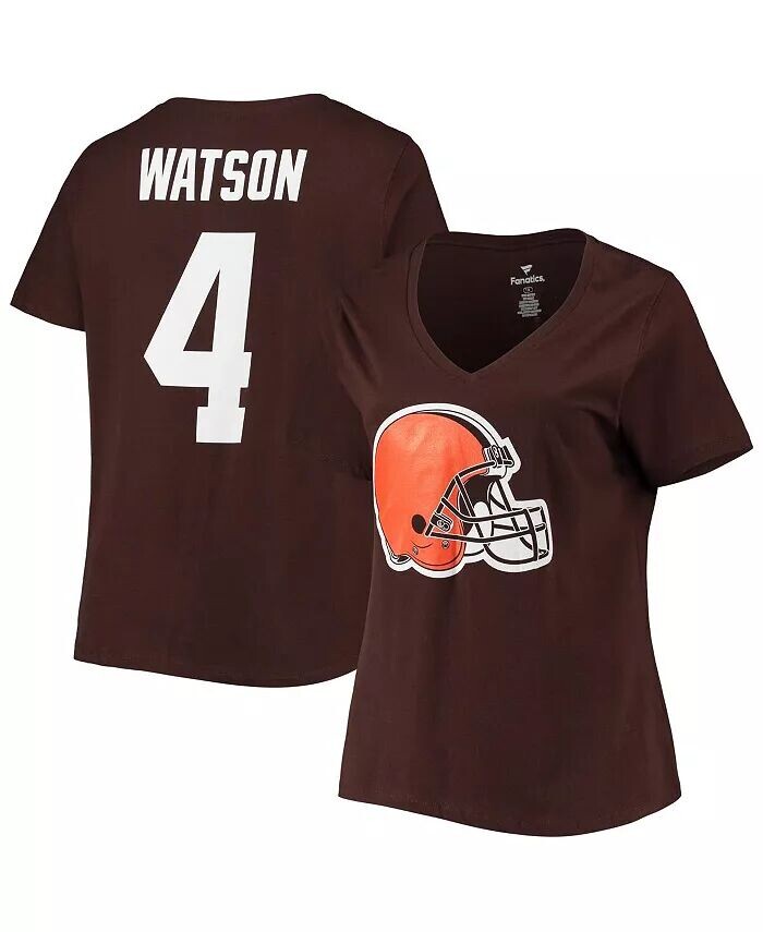 

Женская футболка больших размеров с именем и номером игрока Deshaun Watson Brown Cleveland Browns с v-образным вырезом Fanatics