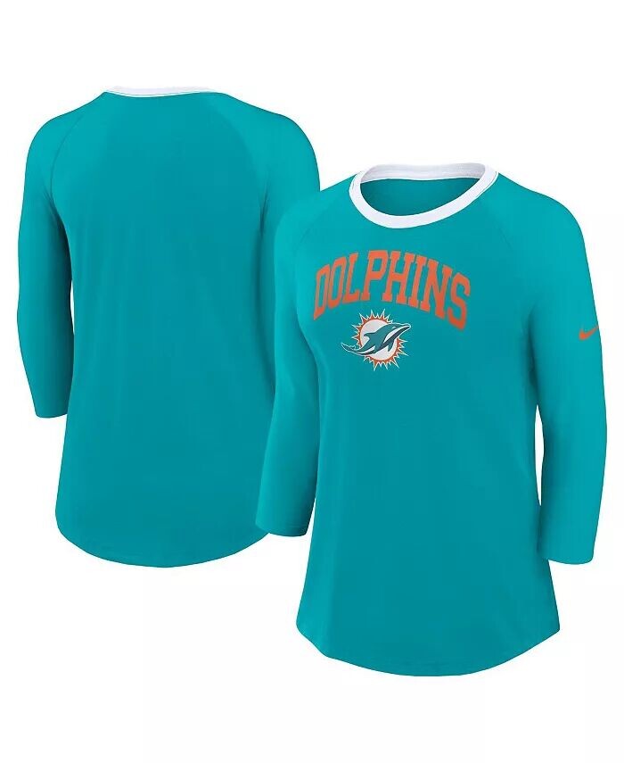 

Женская футболка Aqua Miami Dolphins с рукавом реглан 3/4 Nike