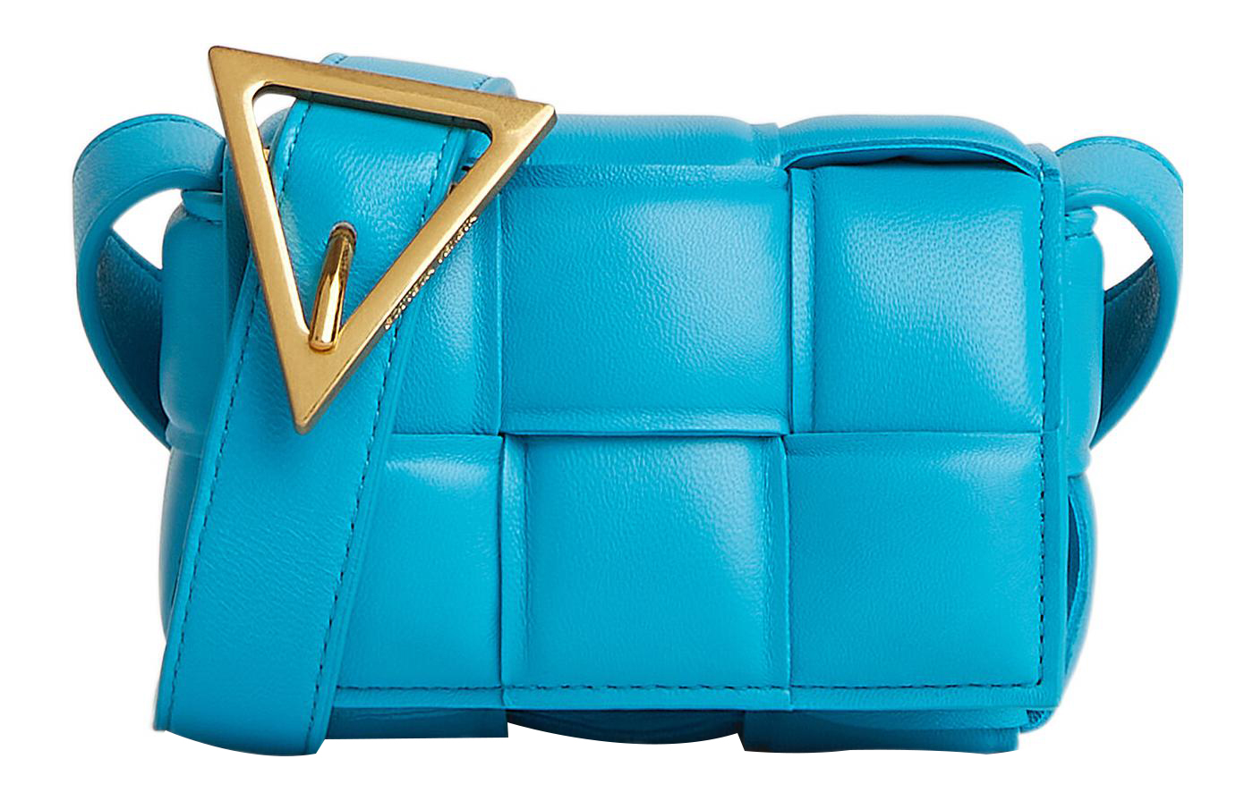 

Кроссбод мини женская синяя Bottega Veneta стеганая кожаная сумка через плечо