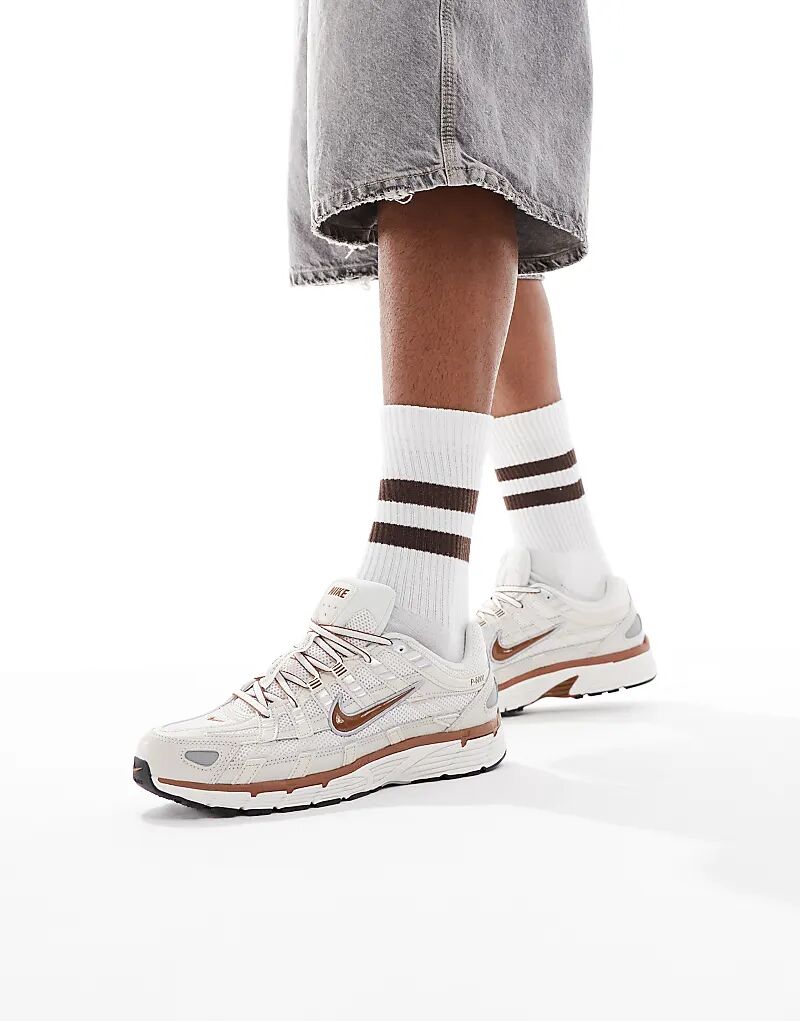 

Кроссовки унисекс Nike P-6000 бежевого цвета