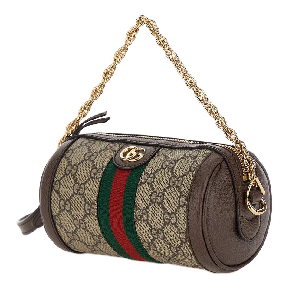 Мини-сумка через плечо GUCCI Ophidia из канваса с кожаной отделкой — фото 4