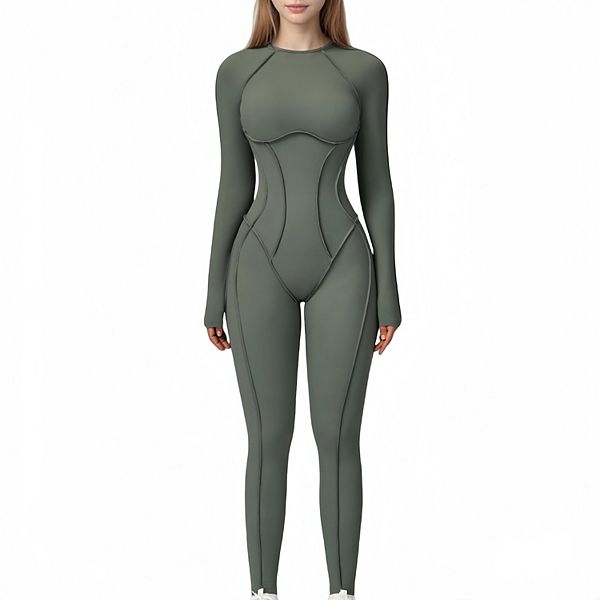 

Женский комбинезон с длинным рукавом и открытой спиной Anna-Kaci, Olive Green