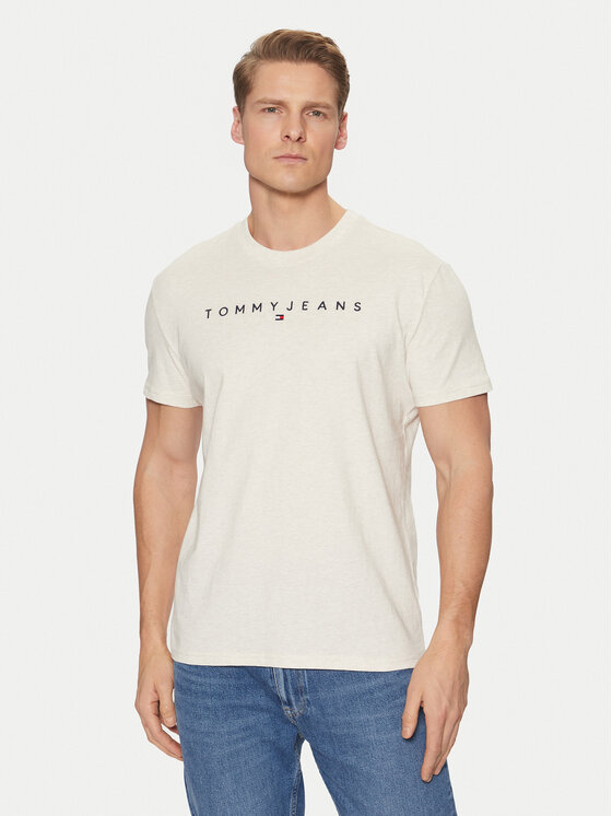 

Футболка обычного кроя Linear Logo DM0DM20744 Tommy Jeans, бежевый