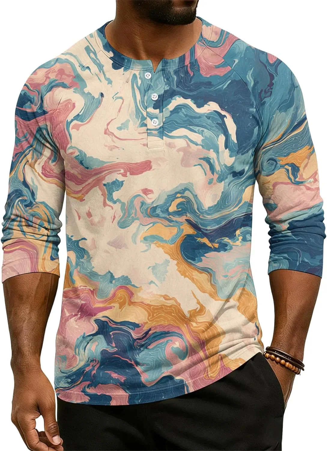 

Мужская повседневная свободная блуза с принтом, комфортный пуловер с круглым вырезом