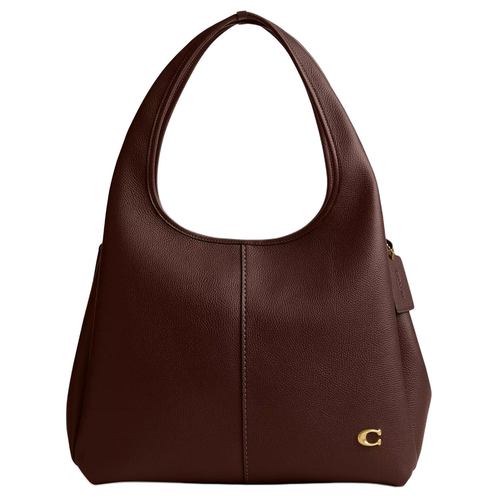 

COACH Сумка Lana Polished Litchi Grain Leather, большая женская сумка через плечо, коричневая