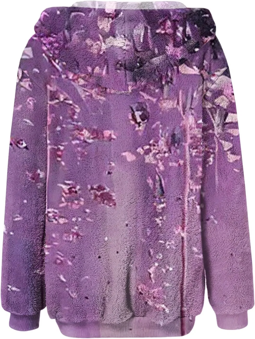 Женская худи на молнии с капюшоном, флисовая, длинный рукав, Purple Pink, универсальный размер — фото 4