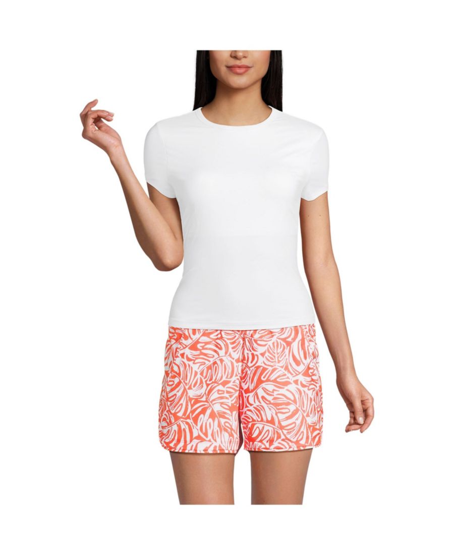 

Женская солнцезащитная футболка с рукавами-крылышками UPF 50 для невысоких женщин, со встроенной защитой от солнца (бюстгальтер) Lands' End, White