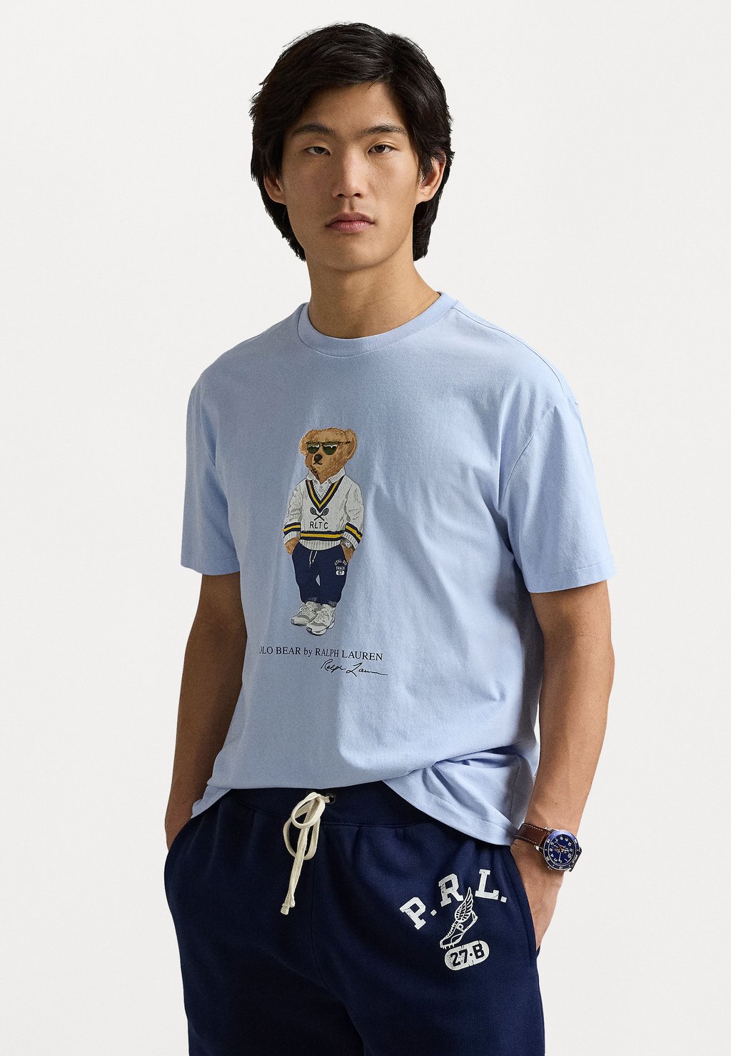

Футболка с принтом CUSTOM SLIM FIT POLO BEAR JERSEY T-SHIRT Polo Ralph Lauren, светло-голубой