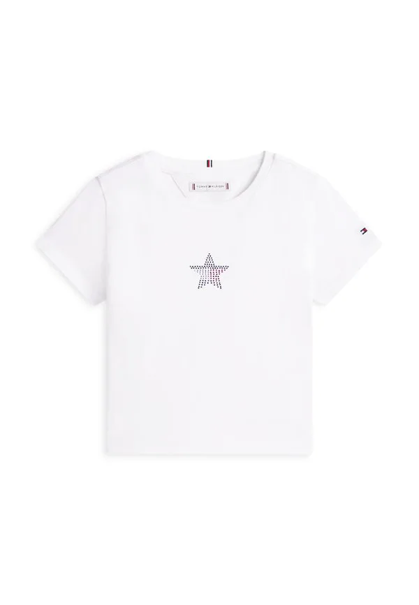 Футболка очень узкого кроя с принтом флага со звездами. Tommy Hilfiger, White — фото 4