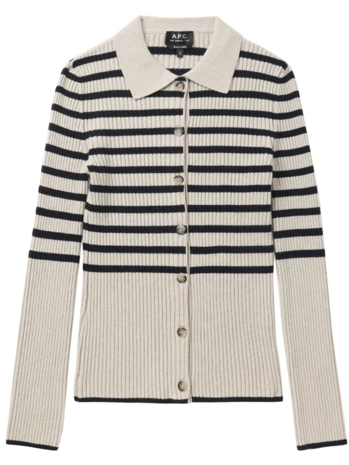 

A.P.C. полосатый кардиган в рубчик, белый