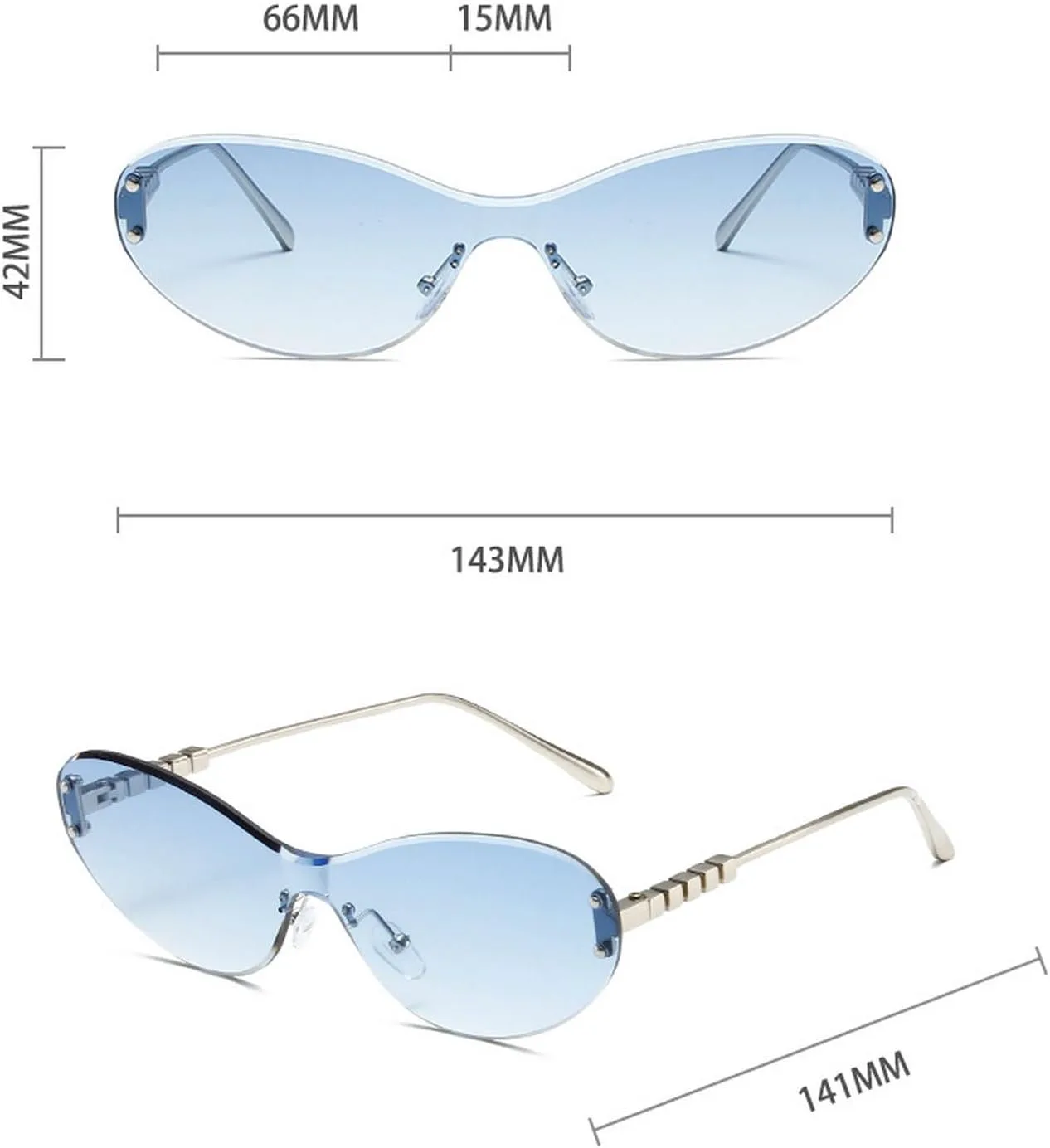 

Солнцезащитные очки Laureles Retro One Piece Oval Sunglasses для женщин и мужчин, без оправы, металлические, круглые, без рамок, с защитой от УФ-излучения UV400, C5