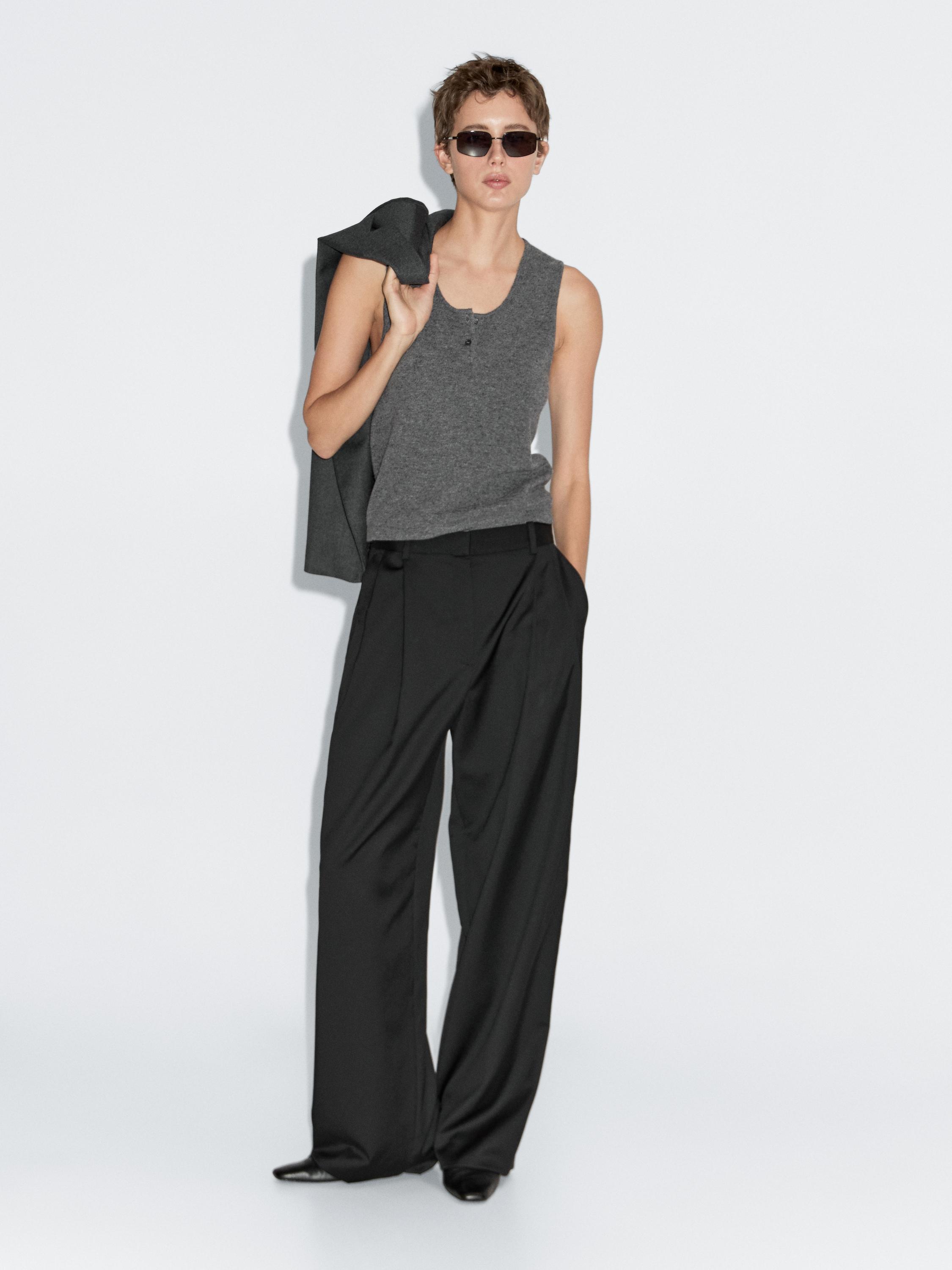 

Вязаный топ с пуговицами Massimo Dutti, Grey Marl