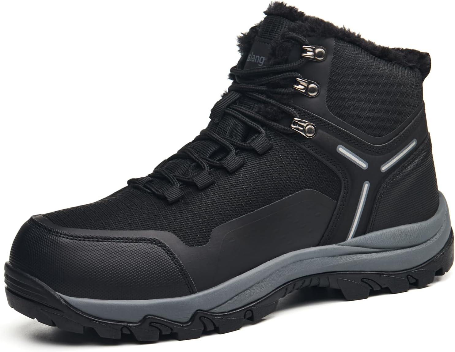 

Мужские водонепроницаемые зимние ботинки Stasslang с утеплителем, зимние ботинки с противоскользящей резиновой подошвой, с меховой подкладкой для тепла, для походов, работы с лопатой и ежедневных поездок, черный