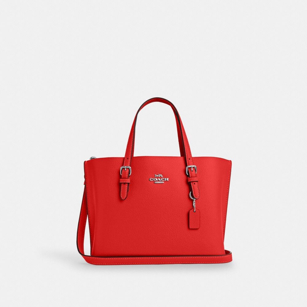 

Сумка тоут COACH Mollie Tote, цвет Silver/Miami Red