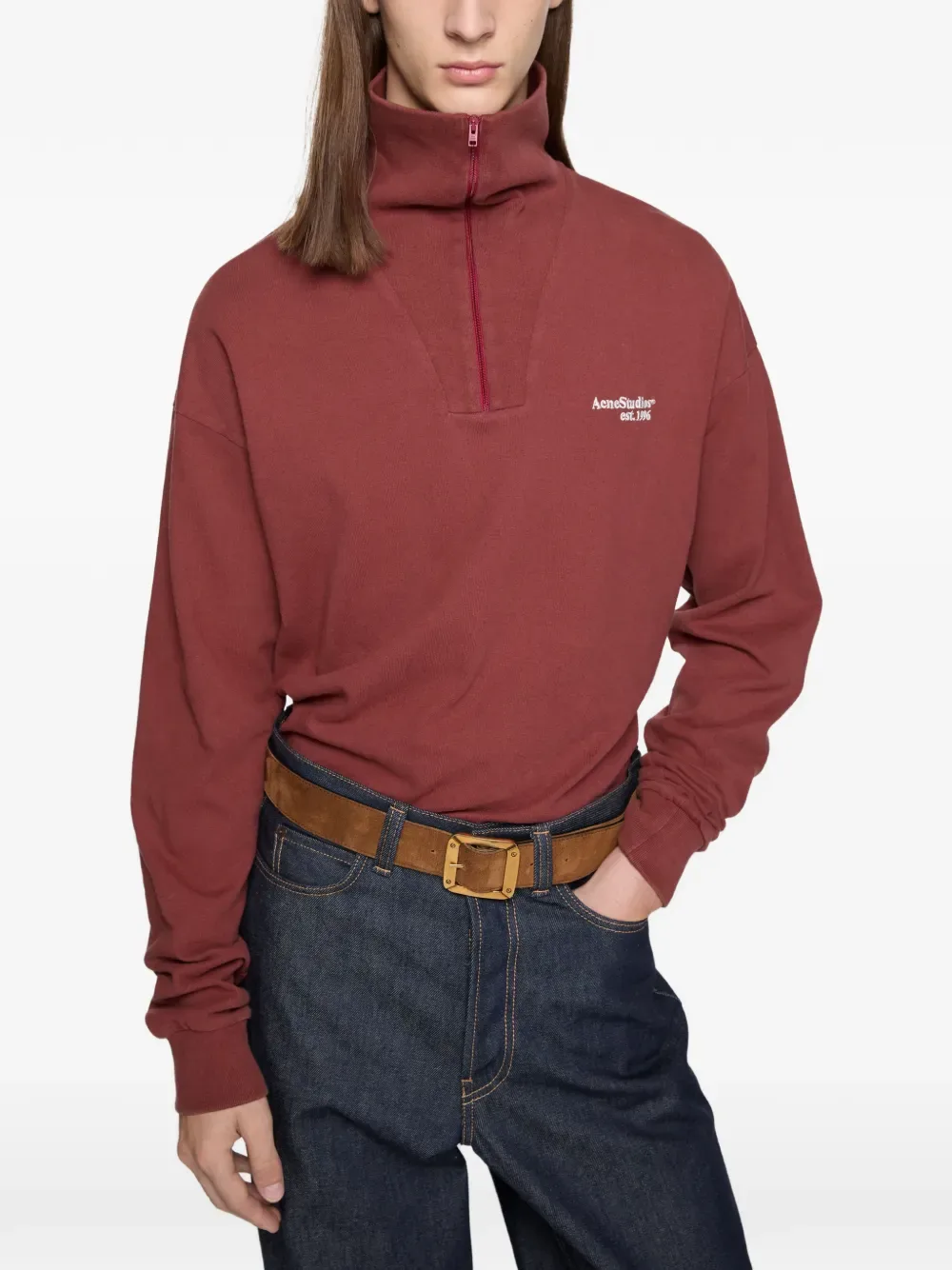 Толстовка на молнии с длинными рукавами Acne Studios, красный — фото 4