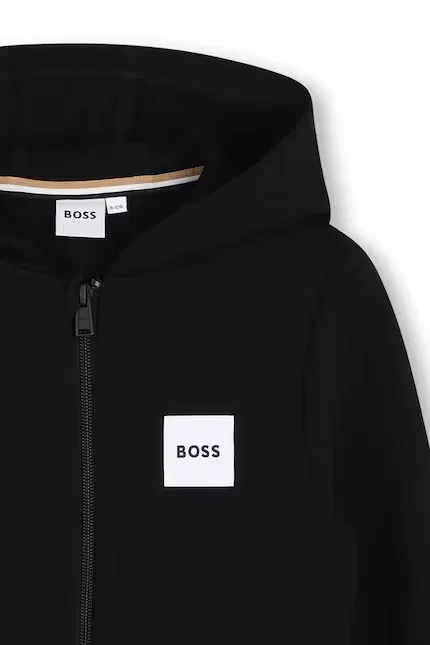 Толстовка на молнии с капюшоном BOSS, черный — фото 3