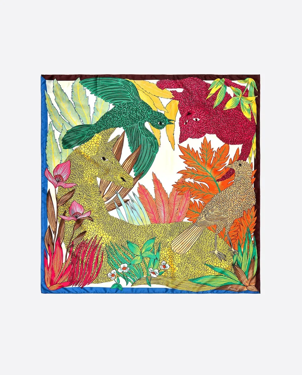 

Шарф с животными и тропическими растениями желтого цвета Bimba y Lola