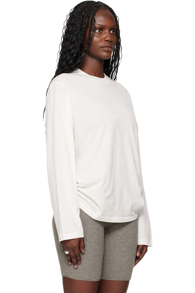 Fear Of God Essentials Классическая футболка с длинными рукавами Off-White с вышивкой, посвященная праздникам — фото 2