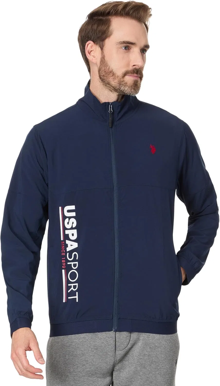 Мужская куртка U.S. Polo Assn. Uspa Stretch Woven Uspa Sport на молнии, Classic Navy