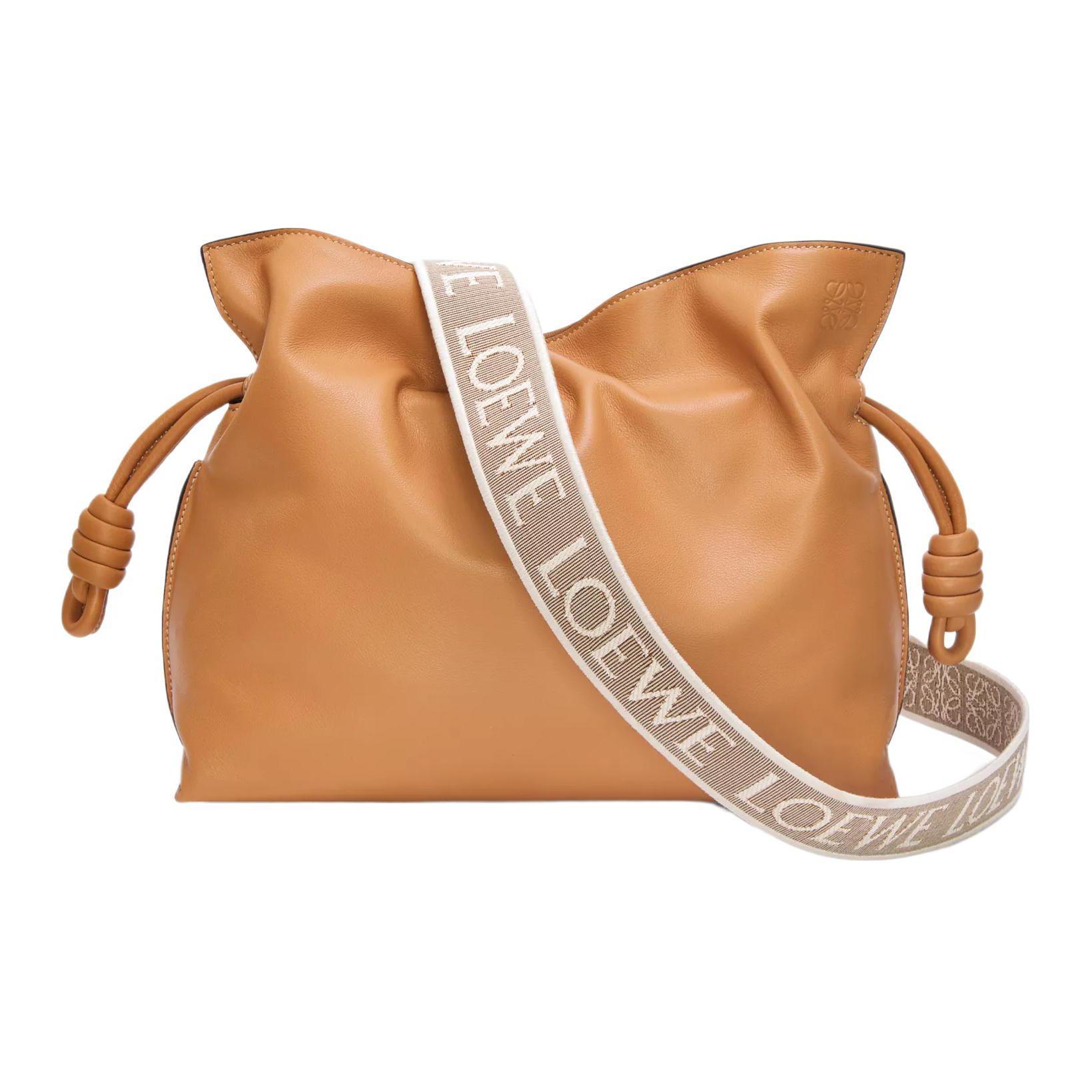 LOEWE Женский ремень для сумки из жаккардовой ткани с кожаной лямкой натуральный бежевый — фото 3