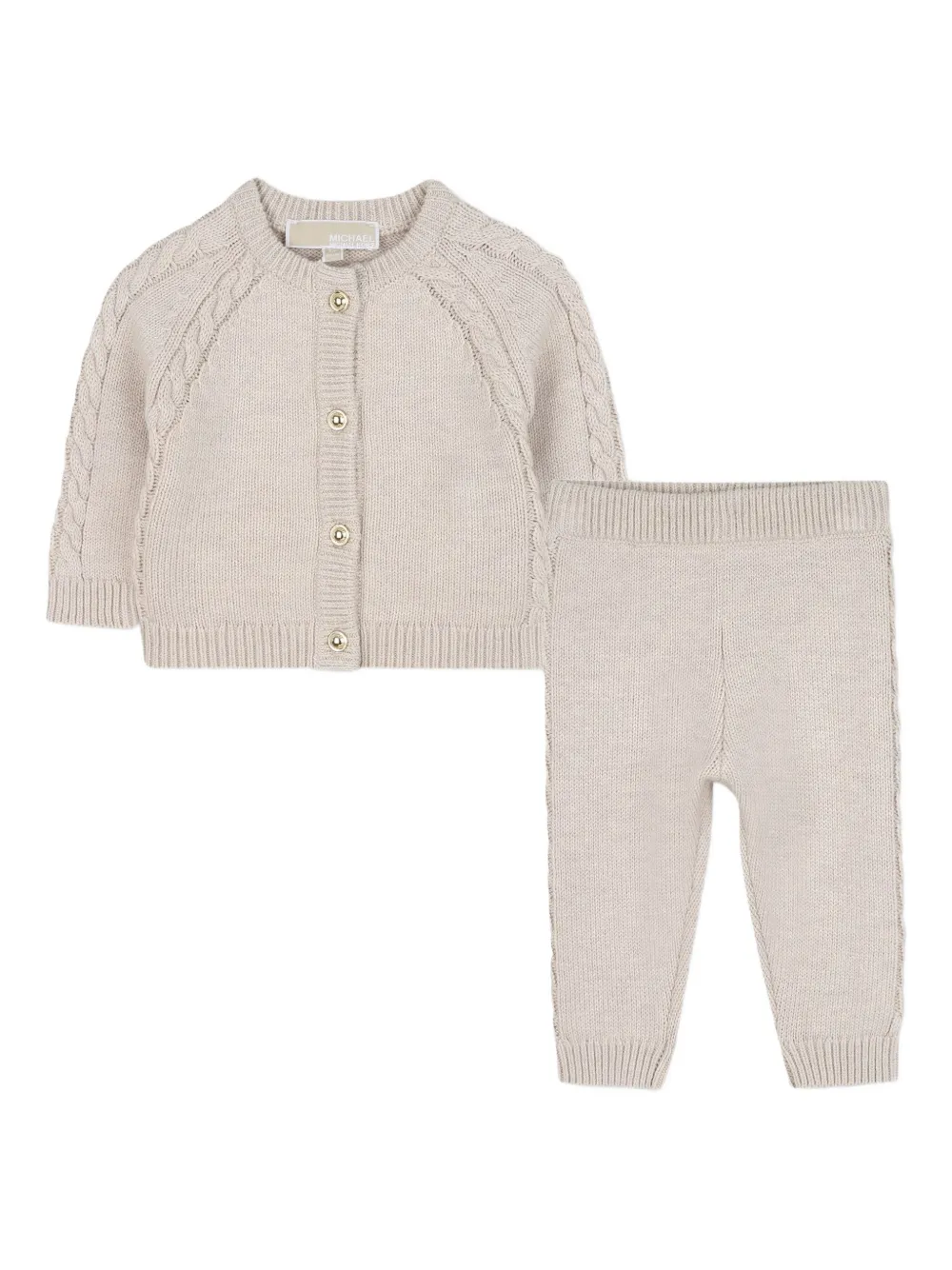Комплект из топа и брюк фактурной вязки Michael Kors Kids, нейтральный — фото 3