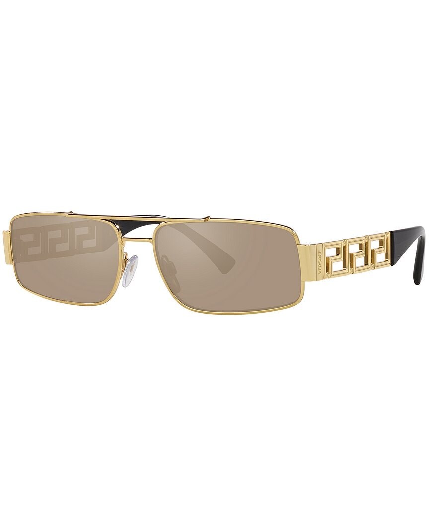 

Versace Мужские солнцезащитные очки VE2257 Greca 60 мм, золотистые, прямоугольные, золотой