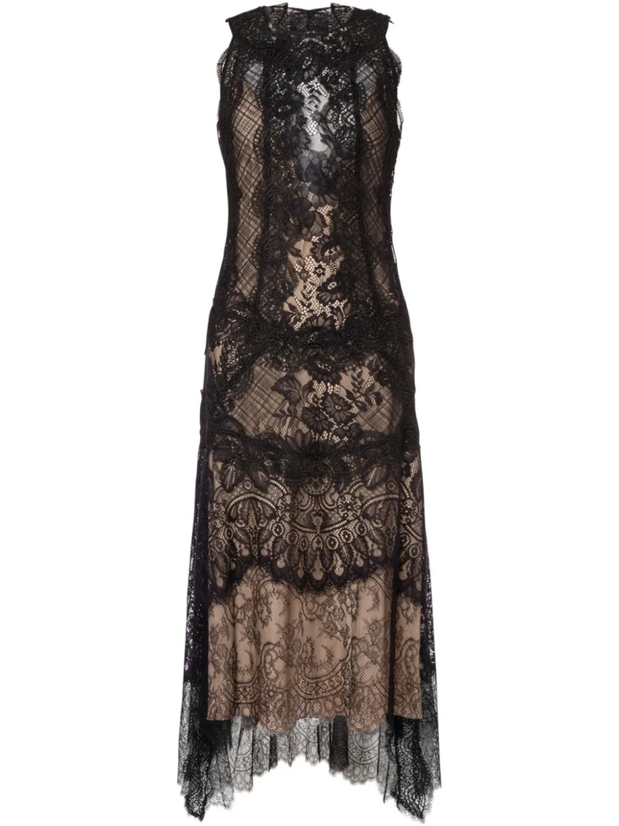 

Кружевное платье миди Alberta Ferretti, черный