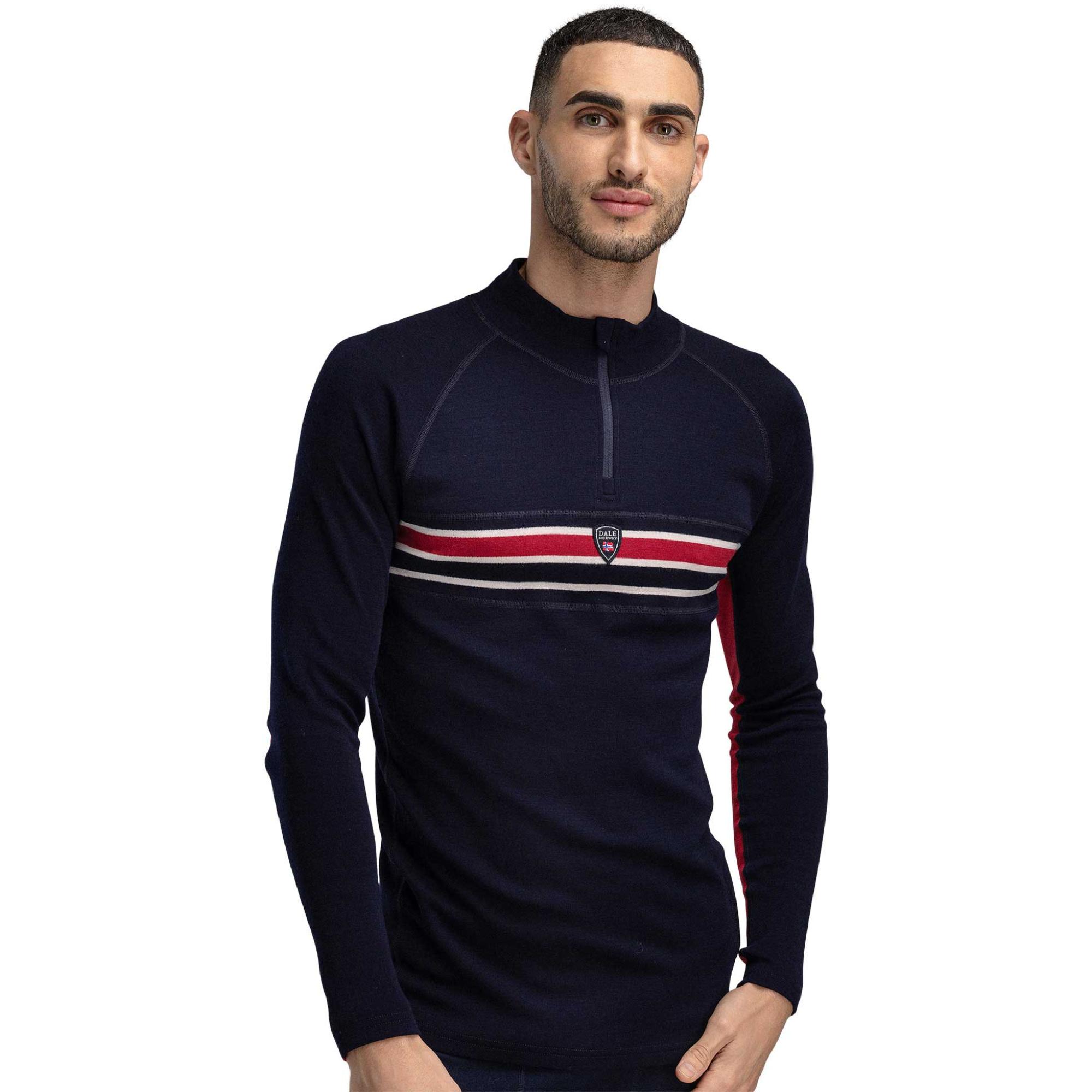 

Мужской базовый слой Aksla на молнии до половины Dale of Norway, Navy Red Offwhite