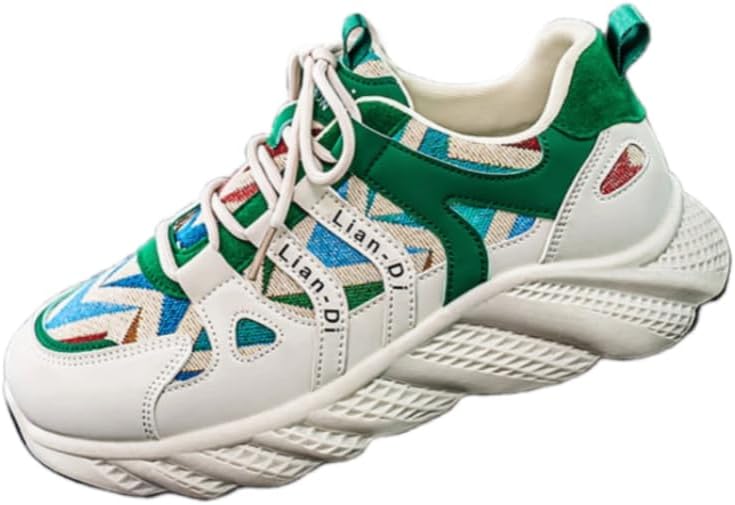 

Большие мужские спортивные кроссовки с толстой подошвой и многокрасочной расцветкой - стиль кэжуал с удобными стельками и износоустойчивой подошвой Hoalox, белый/зеленый