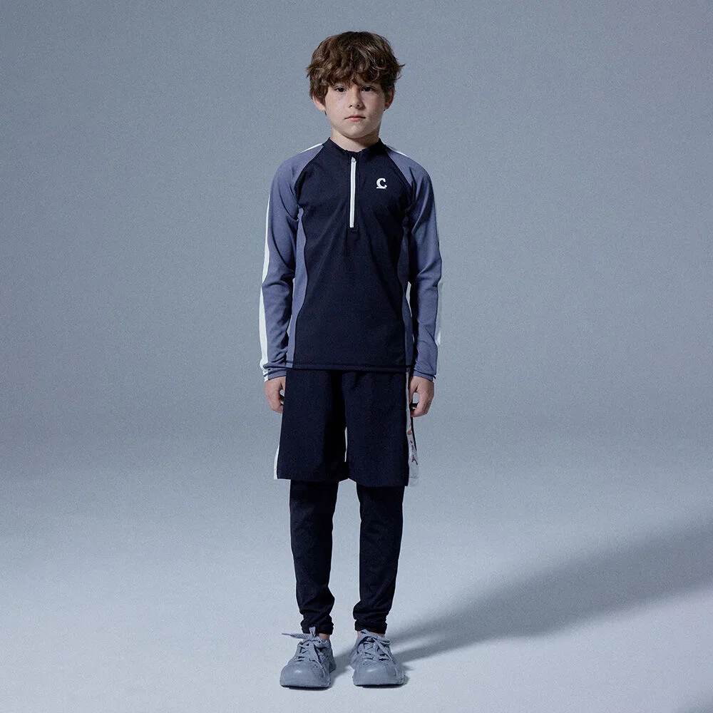 Детский рашгард Color Logo с короткой молнией чёрный от Covernat Kids