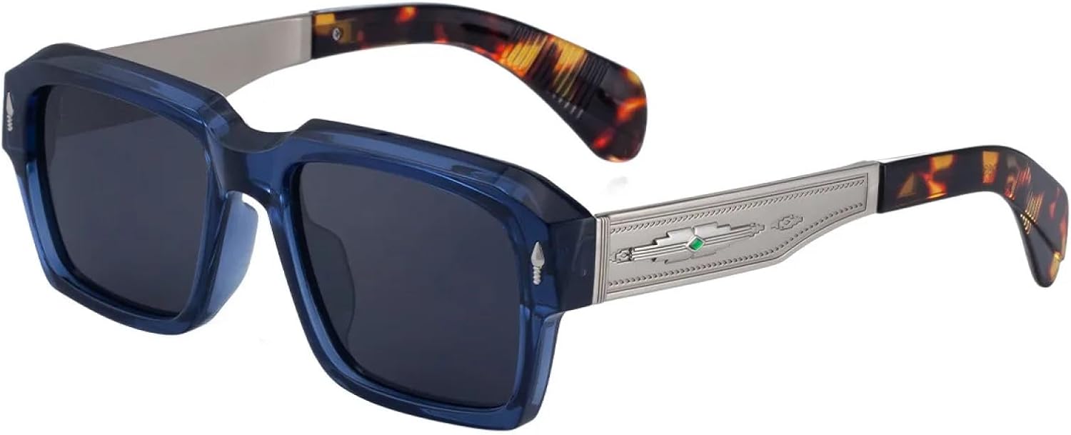 

Классические солнцезащитные очки с заклепками для женщин и мужчин, винтажные, панк, роскошные, для активного отдыха, вождения, металлические, UV400 TVTBBVV, Blue Black