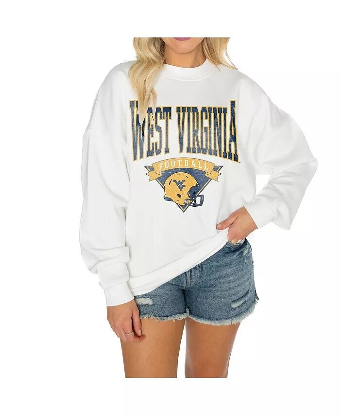 

Женская белая флисовая толстовка West Virginia Mountaineers Good Vibes Premium с заниженными плечами Gameday Couture