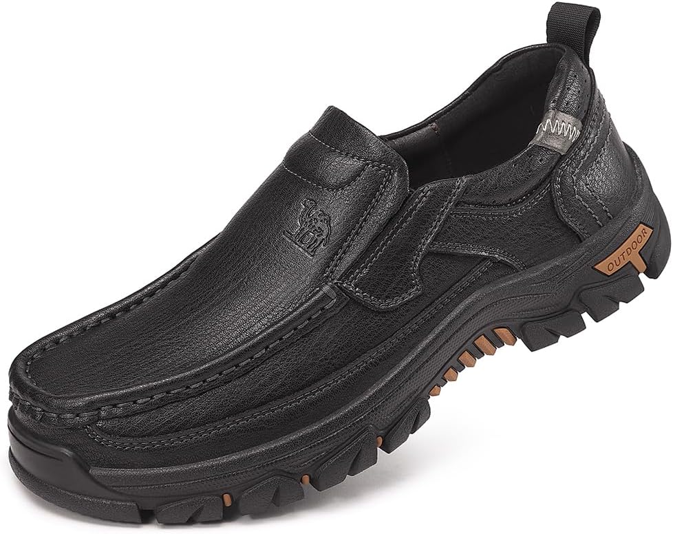 

Мужские кожаные слипоны CAMEL CROWN, повседневная обувь без шнурков, удобные для ходьбы, черный