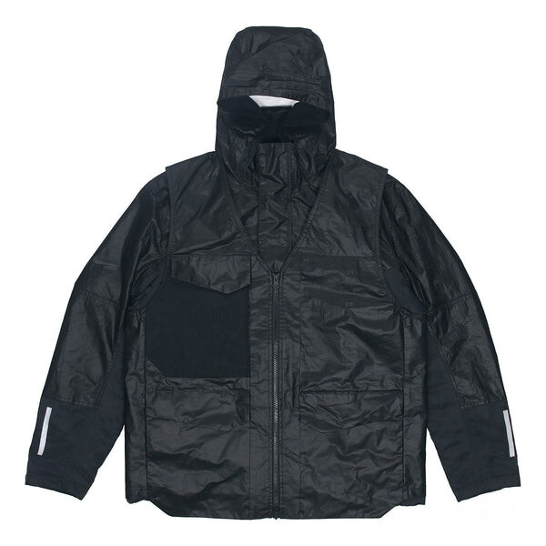 

Куртка splicing loose windproof hooded padded jacket black Nike, черный