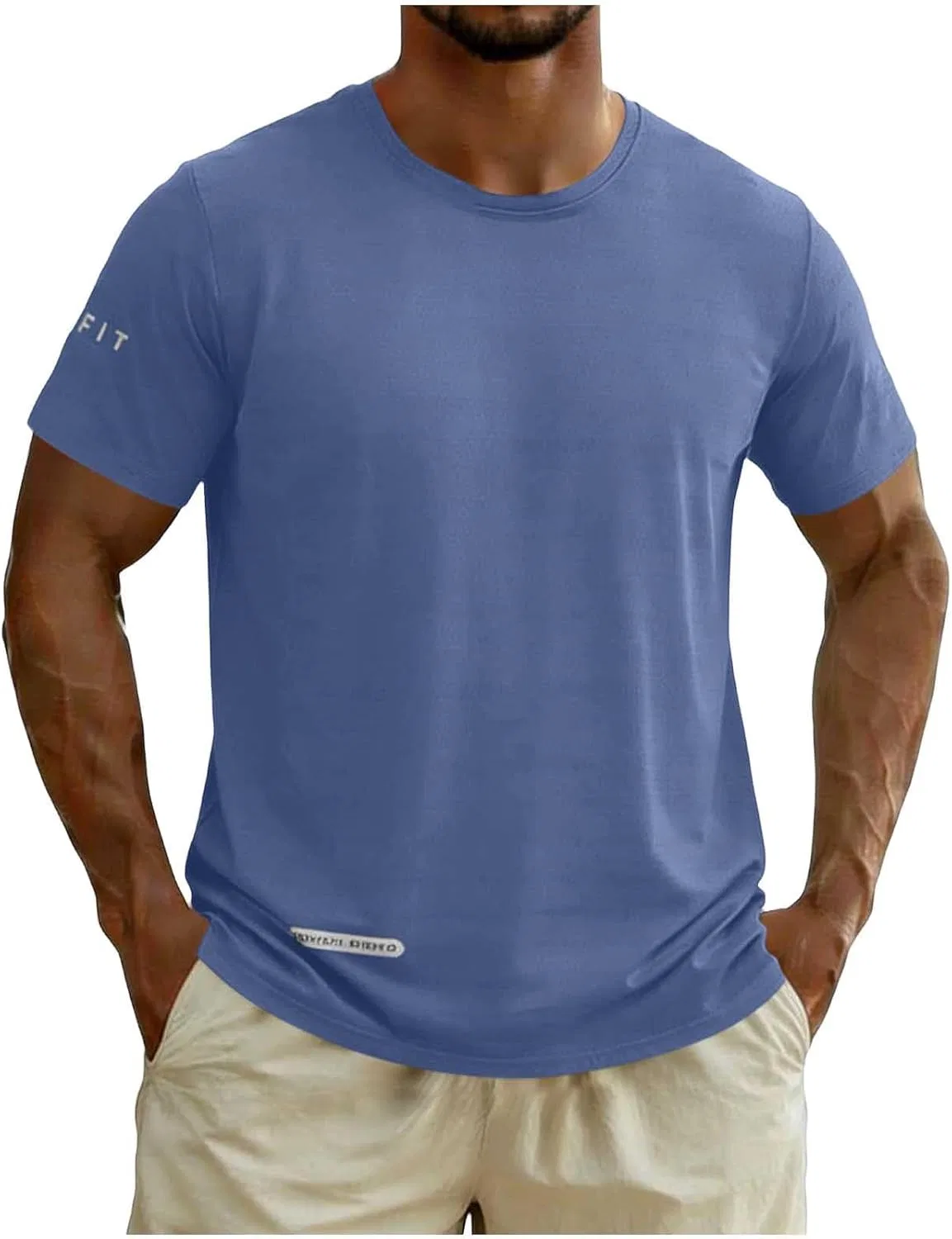 Мужской топ-безрукавка для бега и тренировок, Cotton Linen, Blue-04 — фото 2
