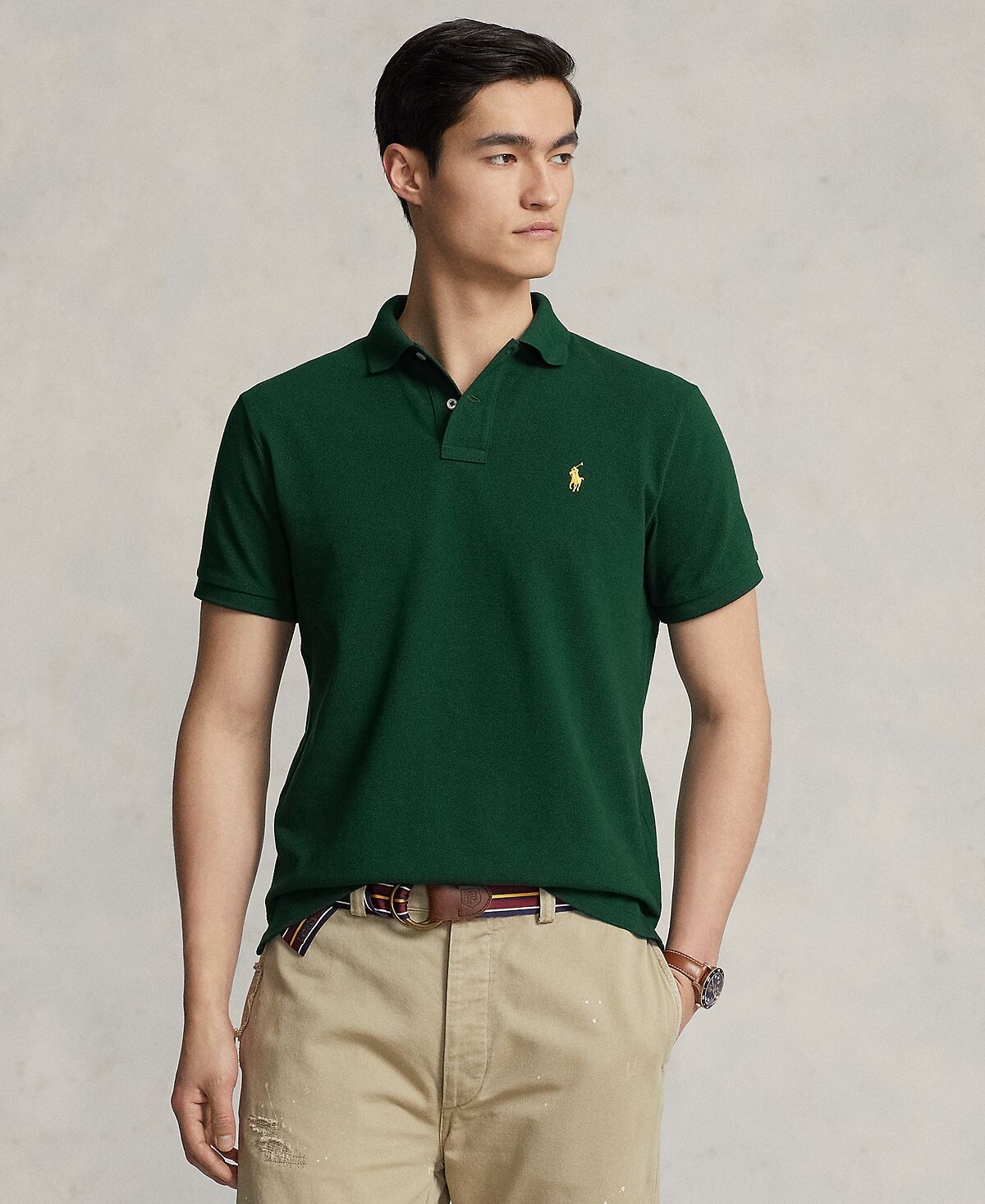 

Мужская хлопковая рубашка-поло с сетчатой ​​подгонкой на заказ Polo Ralph Lauren