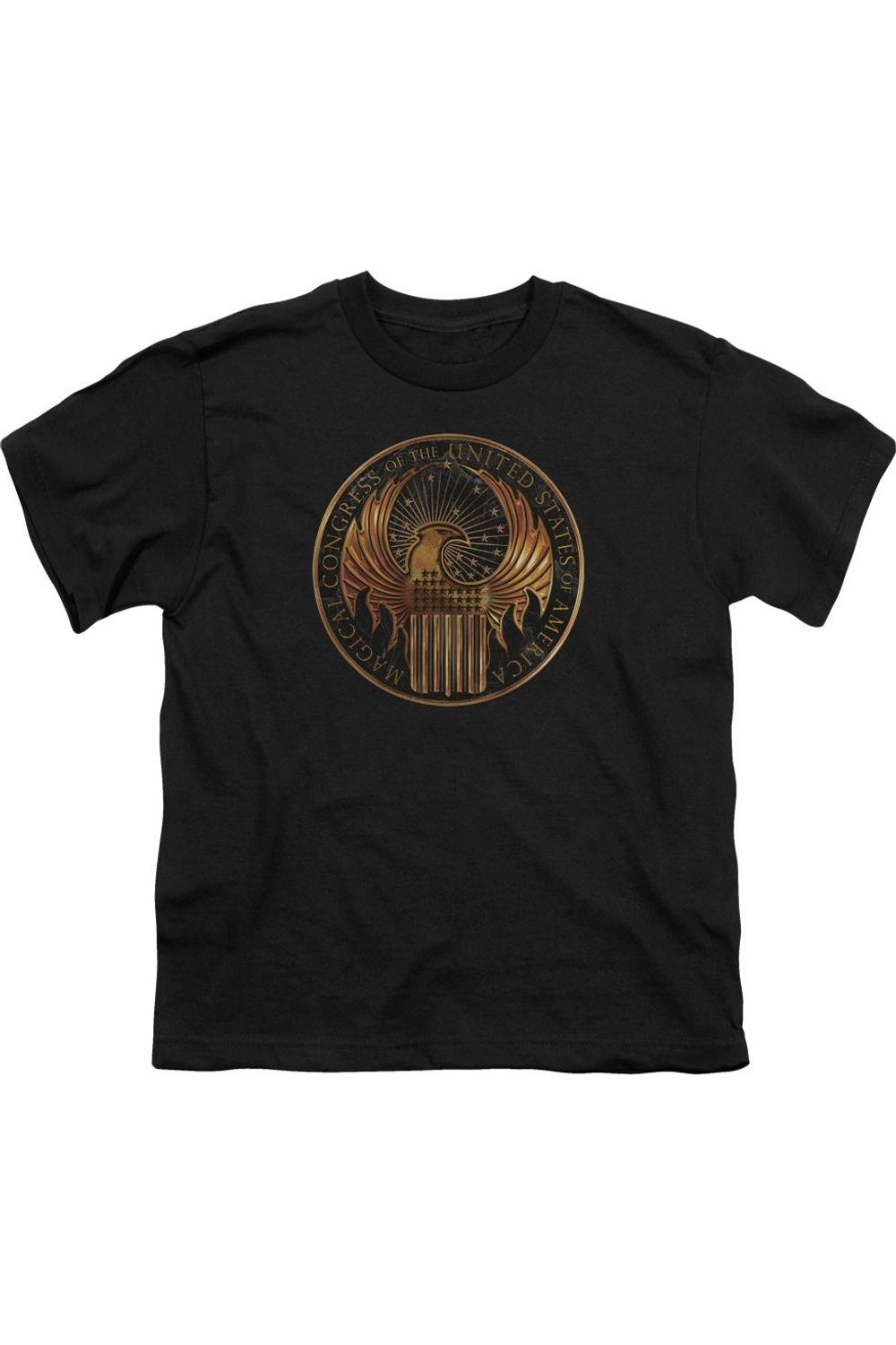 

Футболка с коротким рукавом для детей с гербом Магического Конгресса из "Фантастических тварей" Gildan, черный