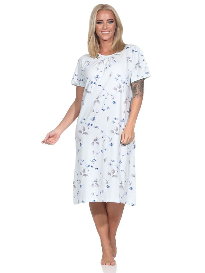 

Ночная рубашка с короткими рукавами, женская, размер 125 211 311, цвет светло-голубой NORMANN