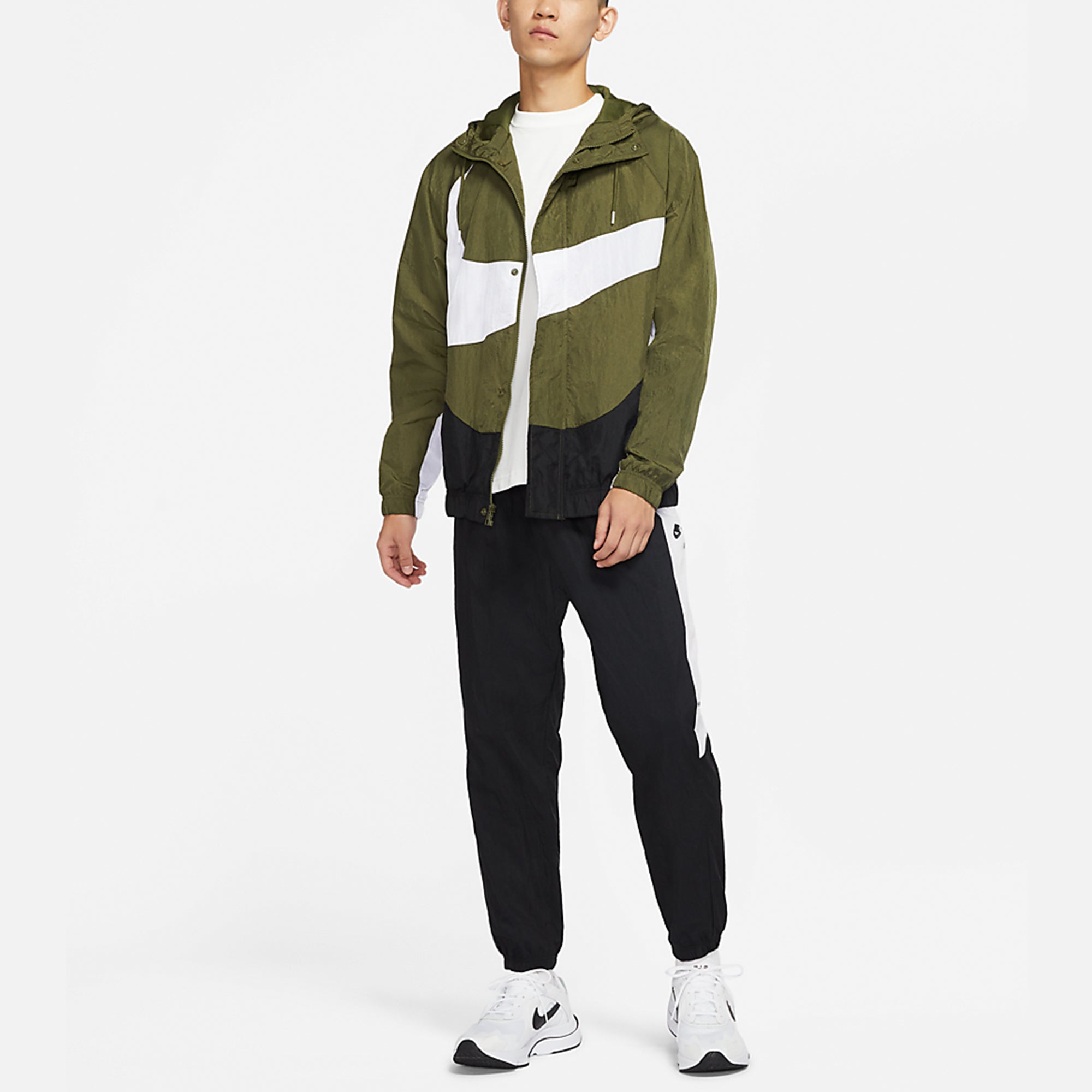 Куртка Men's Nike Sportswear Swoosh Large Logo Printing Hooded Woven Jacket Autumn Olive Green DD5968-326 — фото 3