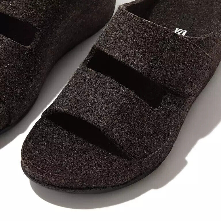 FitFlop Shuv E01 FR9-090 сандалии женские черные регулируемые на двух перемычках с войлочной стелькой — фото 4