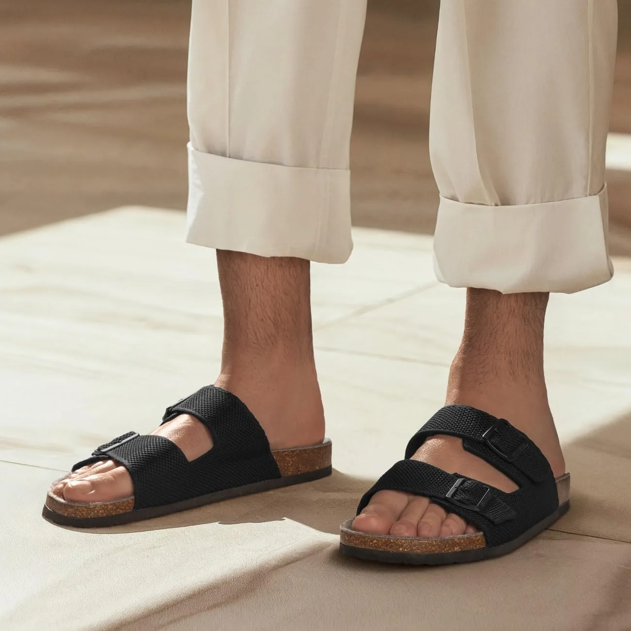 Мужские сандалии Giesswein Merino Slides - мюли с эргономичной стальной ручкой - Удобные сандалии с регулируемыми ремешками и трикотажной тканью Ajour - Тапочки с удобной мериносовой стелькой, черный — фото 3