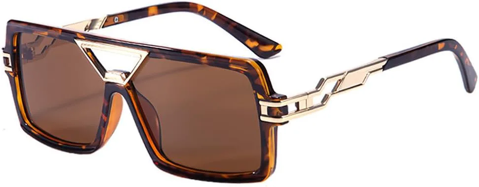 

Модные ретро-солнцезащитные очки большого размера для женщин и мужчин, роскошные солнцезащитные очки для женщин с защитой от УФ-излучения UV400 TKKTLLT, Leopard Tea