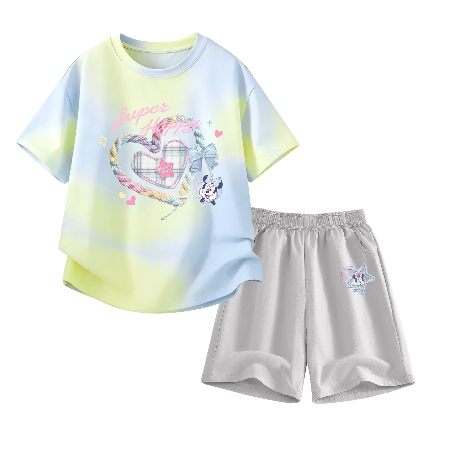 Детский спортивный костюм Disney Kids Casual Sportswear Crew Neck Thin Stretch Breathable, цвет: Сияющее сердце темно-синий+Серая звезда