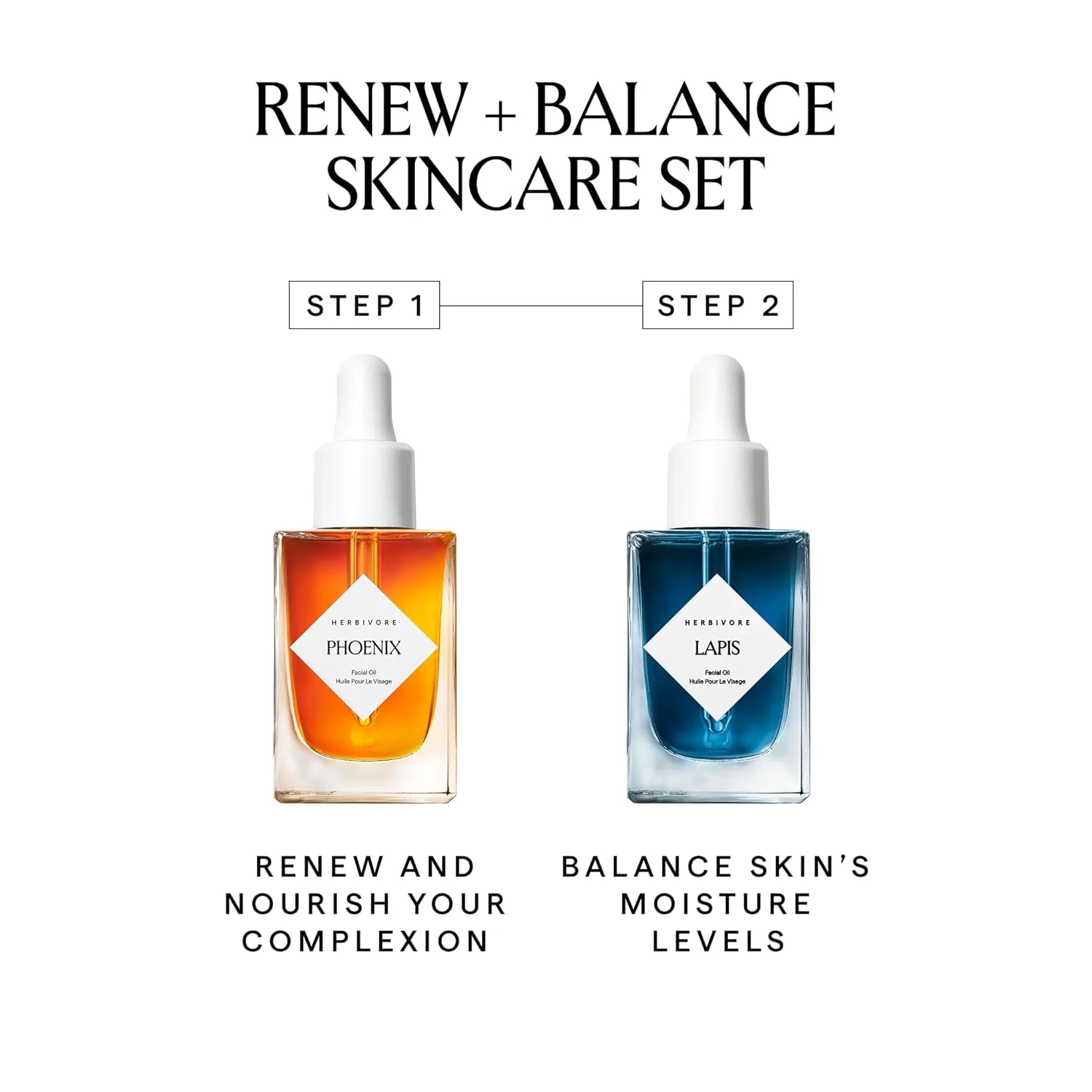 Набор для ухода за кожей HERBIVORE Balance + Renew | Балансирующий масляный уход за лицом, включающий масла Lapis и Phoenix — фото 2