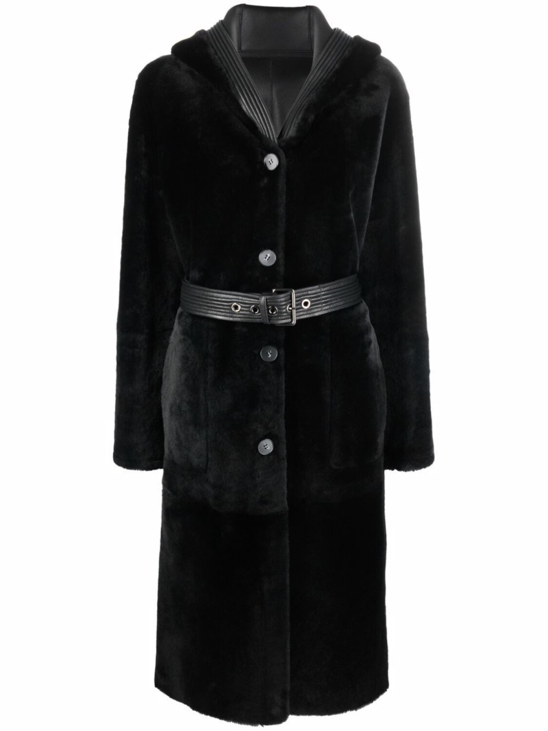 

Двусторонняя шуба с капюшоном Liska, черный