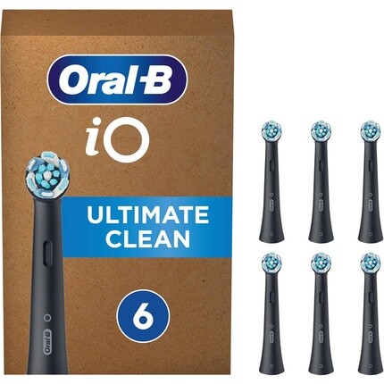 

Головка электрической зубной щетки iO Ultimate Clean с закрученными и наклонными щетинками для более глубокого удаления зубного налета. Упаковка из 6 головок зубной щетки черного цвета Oral-B