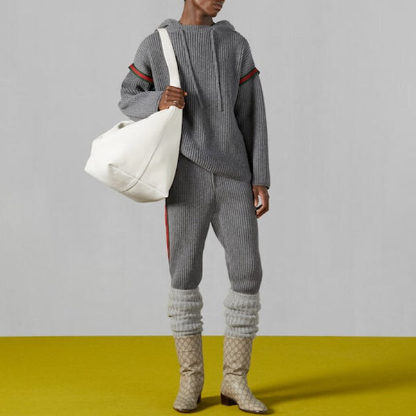 Толстовка wool cashmere sweater with hood 'grey' Gucci, серый — фото 2