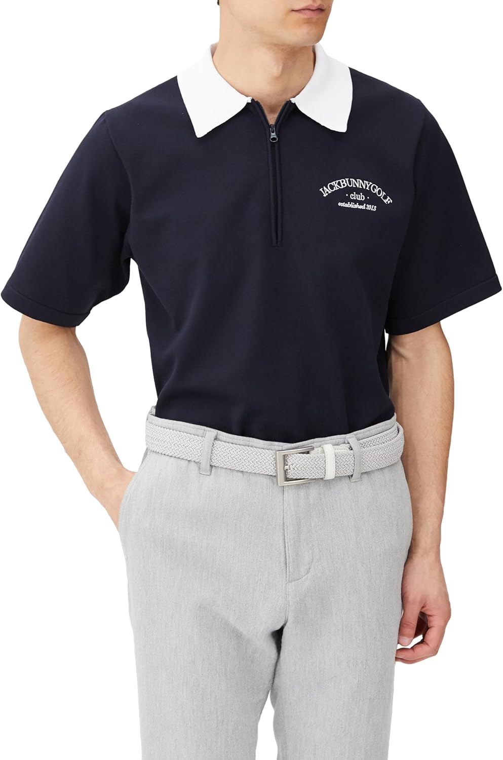 

Мужская рубашка Jack Bunny с коротким рукавом и молнией до середины груди (базовый дизайн с логотипом GOLF) / Поло для гольфа / 262-4160345, темно-синий